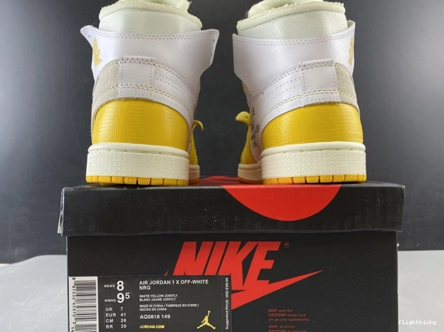 Powder Air 1 White Jordan Yellow-Cone x AQ0818-149 Dark Off-White NRG 0306
